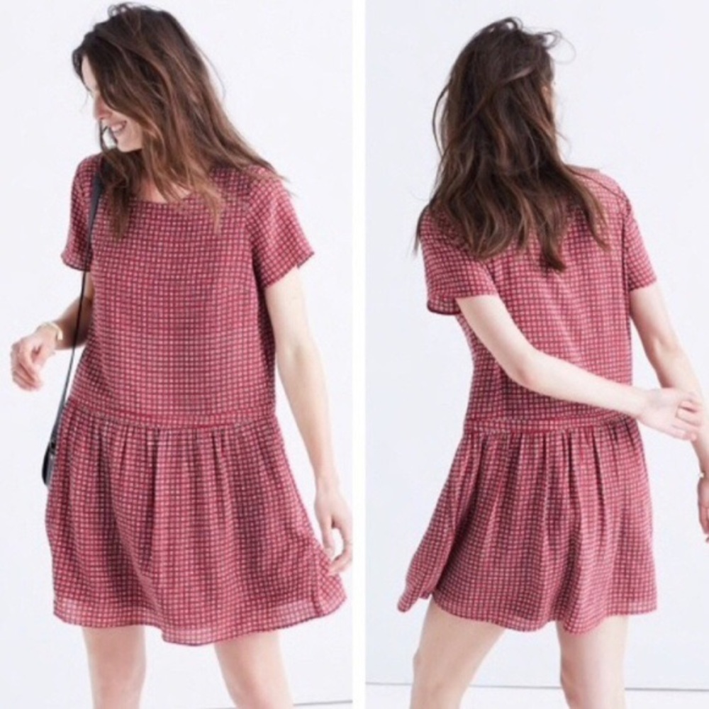 Madewell Silk Ascot Tile Drop Waist Dress